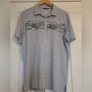 Travis Matthew Gray Polo Golf Shirt with Camouflage Pattern Accent, Size L